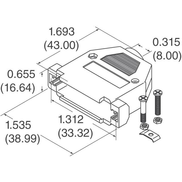 978-015-010R031 NorComp Inc.  Capots de connecteurs D-Sub en forme de D